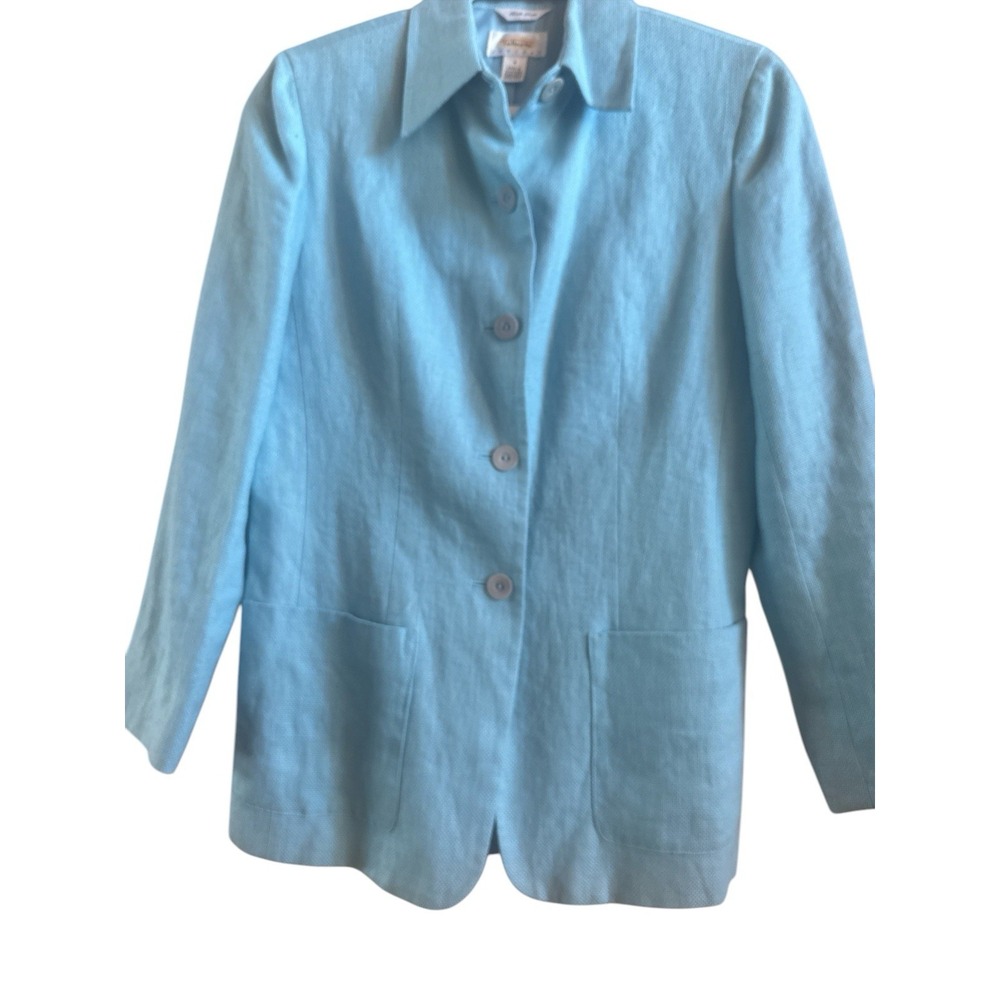 New With Tag Talbots Robbin Egg Blue Irish Linen Lined Blazer Size 4P